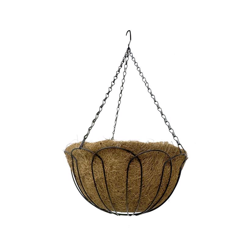14in. Steel Hanging Basket - Black - Round Shape - Rust Resistant