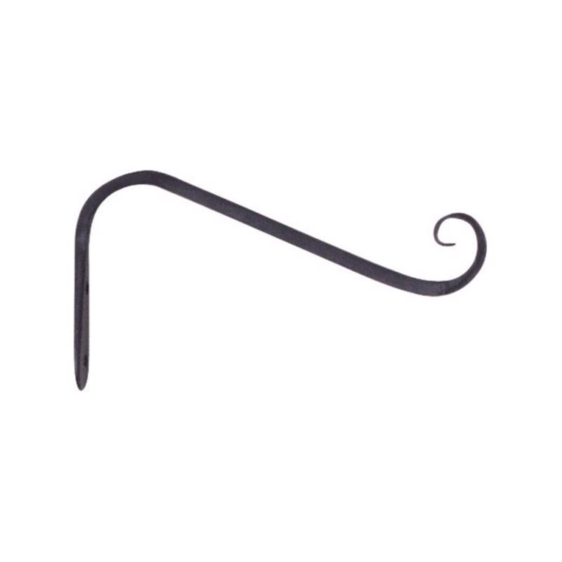 7035918 5 in. Wrought Iron Forged Angled Plant Hook, Black