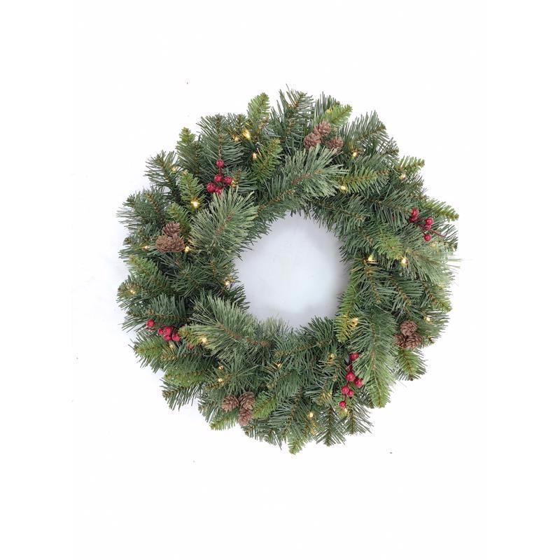 Picture of Celebrations 9096511 24 in. D LED Prelit Mixed Pine Wreath&#44; Multi Color- Pack of 4