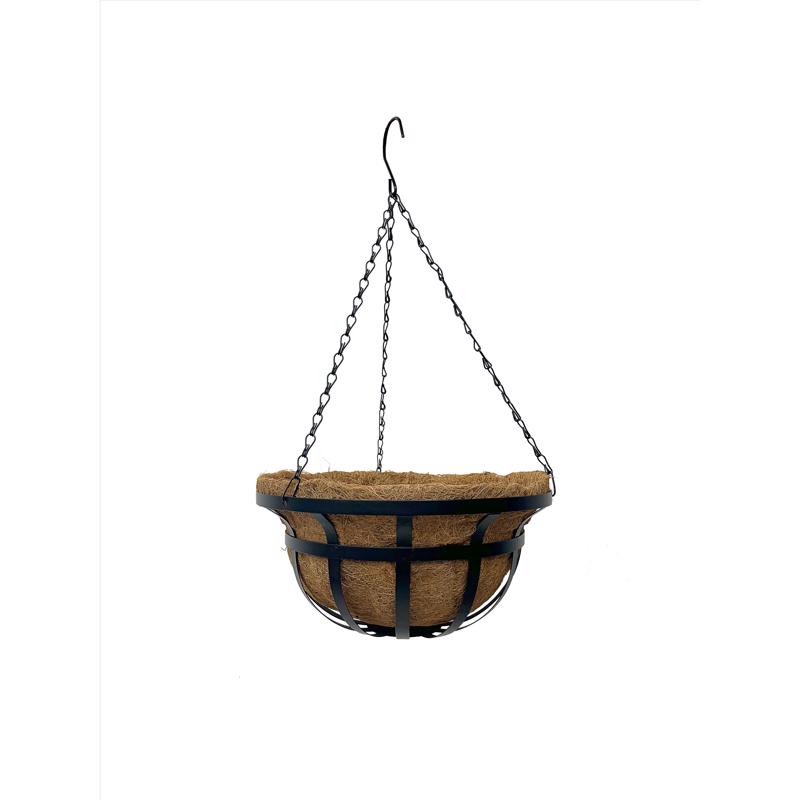 7035863 14 in. Coco Fiber Hanging Basket, Black