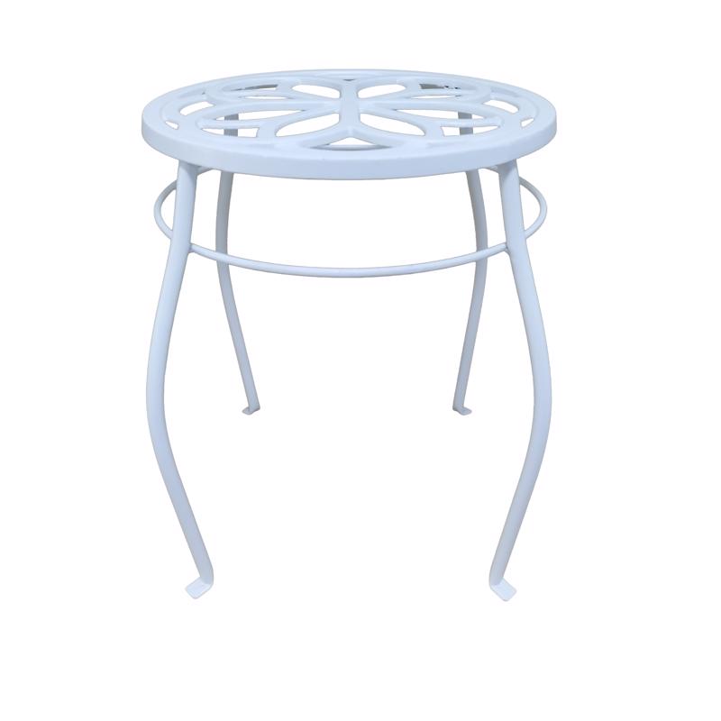 8104237 15 in. Cast Iron Plant Stand, White