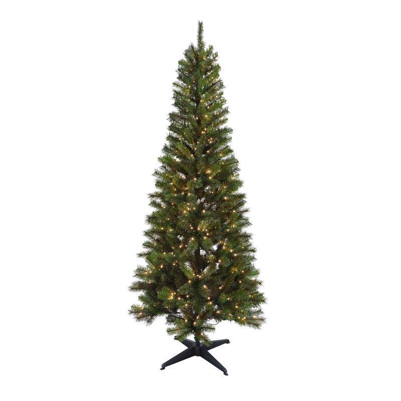 9096659 7 ft. 1-2 Tree Pencil LED Highland Spruce Color Changing Christmas Tree, Multi Color - 500 Count