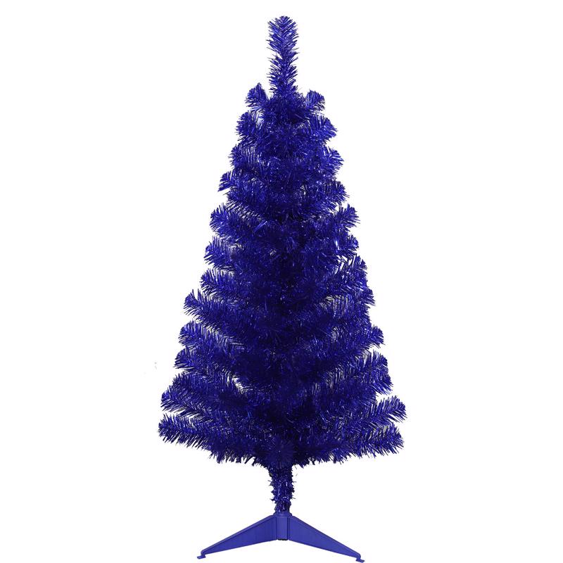 Full Tinsel Christmas Tree - Blue - 3 ft - Tabletop Decoration