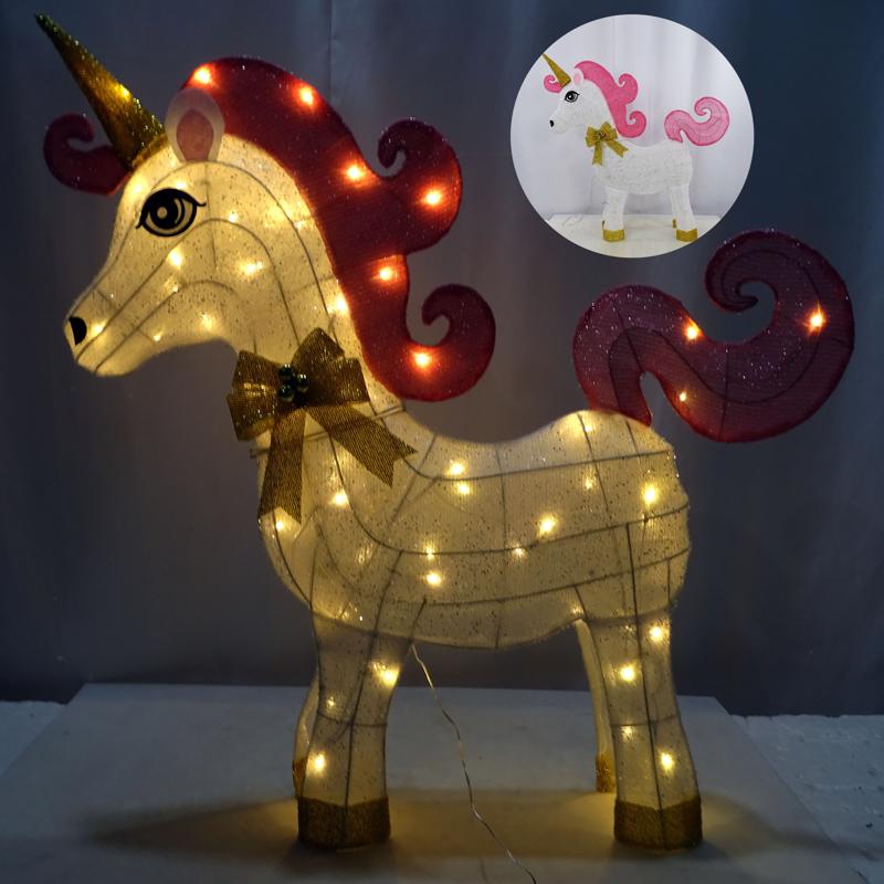 Picture of Alpine 9096508 33 in. Fabric Head Straight 3D Unicorn Yard Decor&#44; White