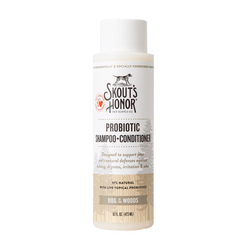 Skout's Honor Probiotic Shampoo Plus Conditioner for Dogs and Cats - Dog of the Woods (Sandalwood Vanilla) - 16 fl oz.