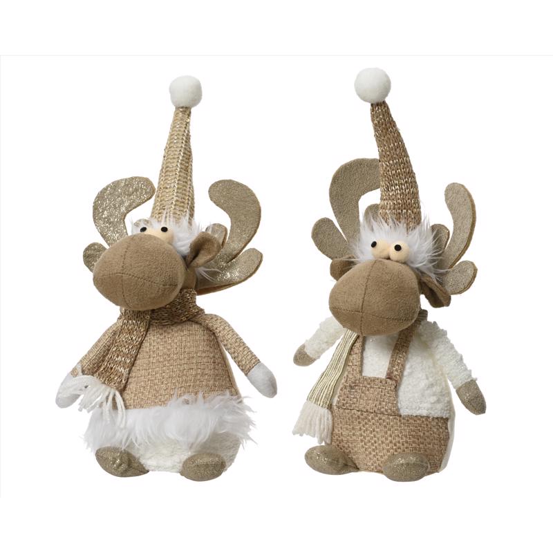 9096620 11.81 in. Plush Deer, White & Brown - Pack of 12