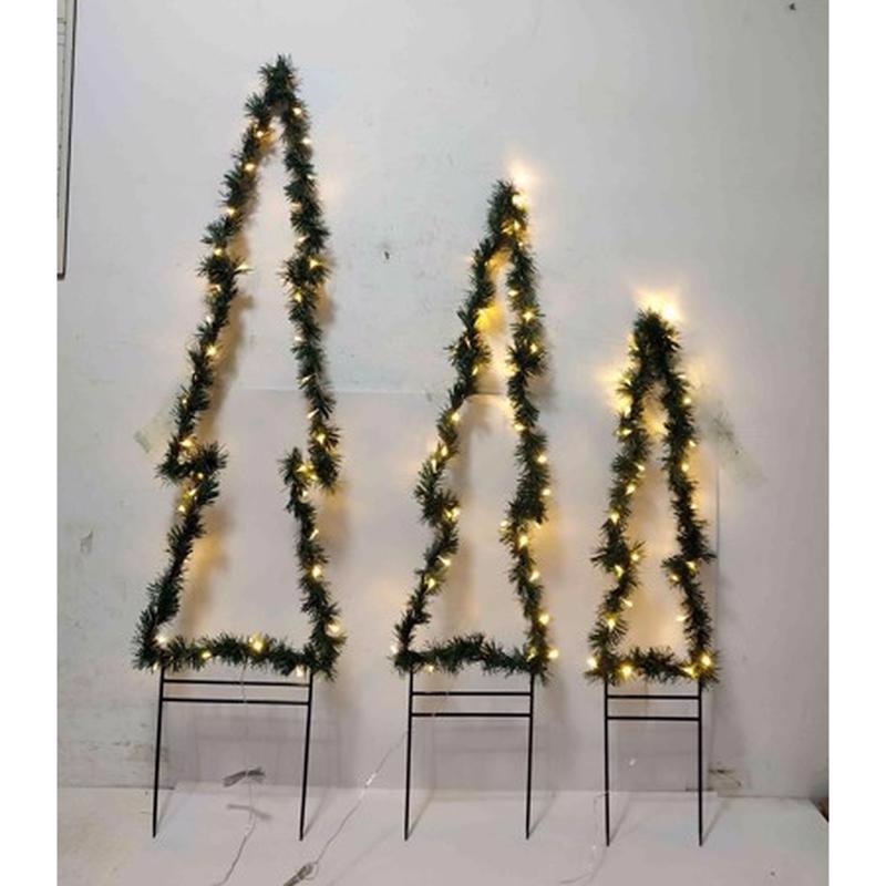 9086704 63.25 in. LED Clear & Warm White Christmas Tree Stake Yard Decor - Green & Black