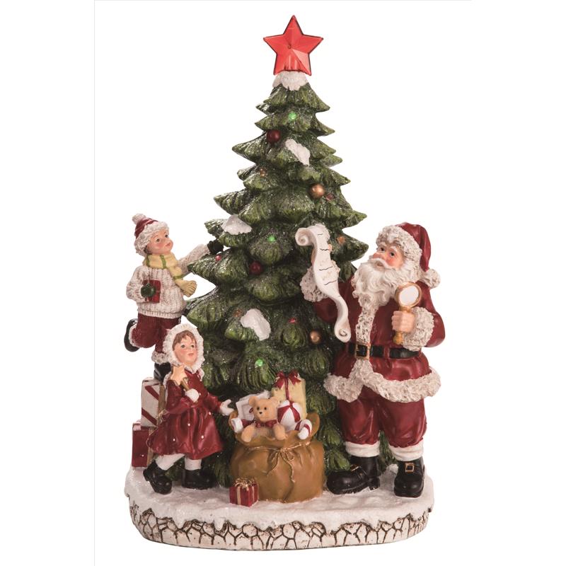 9096135 17 in. Tree with Santa & Children Table Decor - Pack of 2