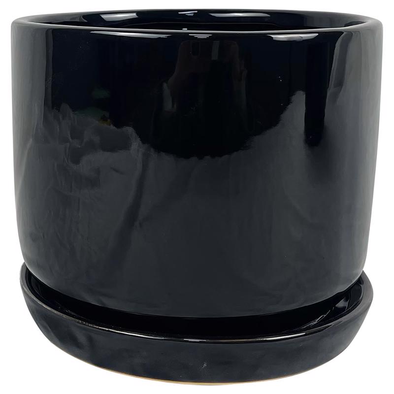 Border Concepts  8 in. Ceramic Cover Pot, Black - Pack of 4