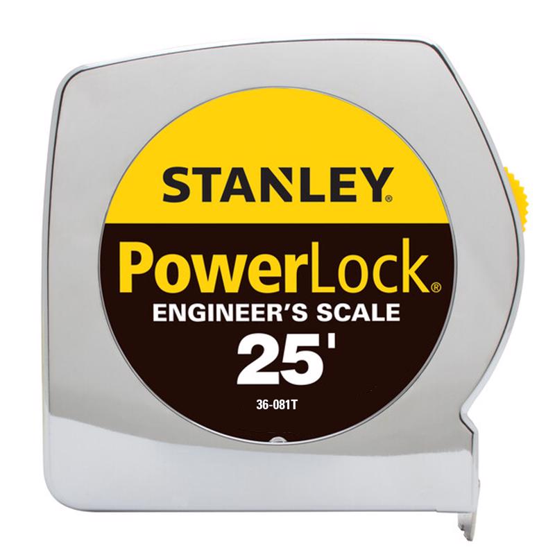 Picture of Stanley 2038871 25 ft. x 1 in. Power Lock Engineer Scale Measure Tape