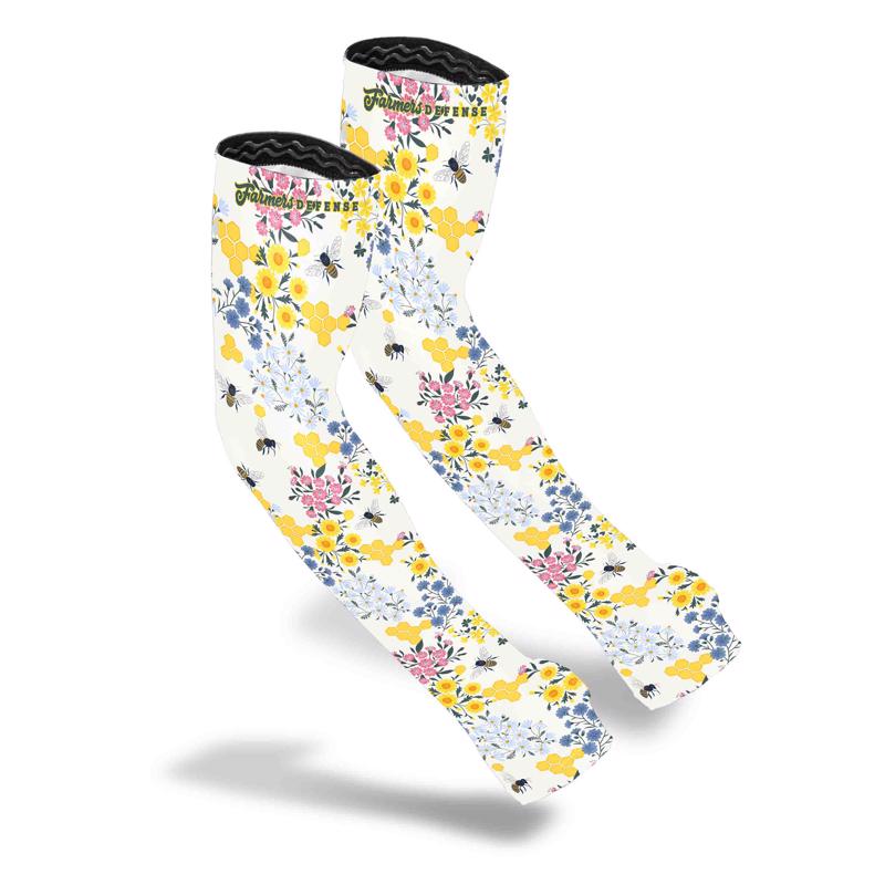 7033688 Polyester Spandex Save the Bees Protection Sleeves, Multi Color - Large & Extra Large