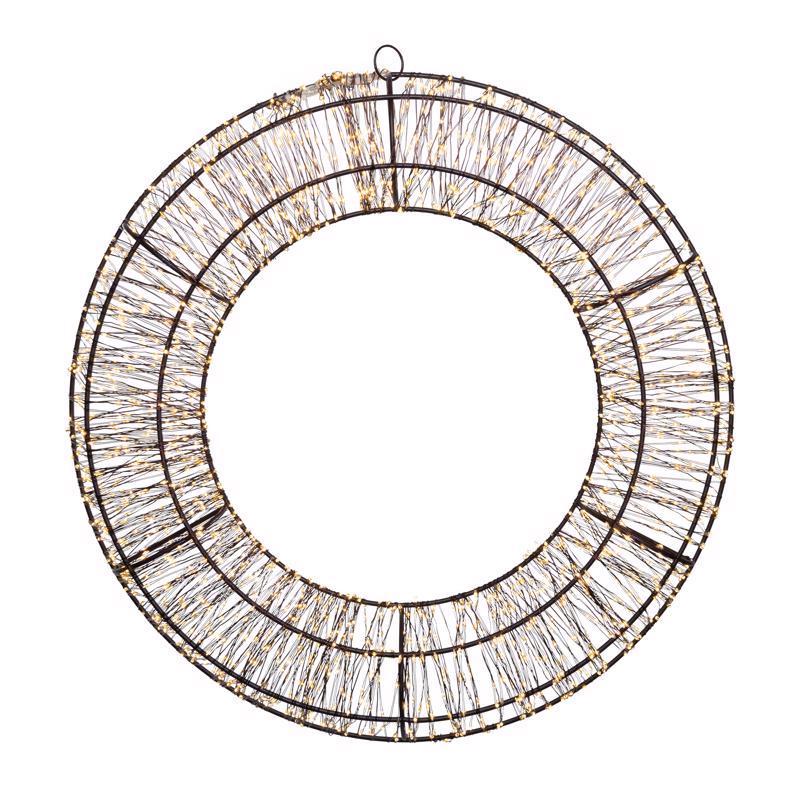 9096187 14 in. LED Clear & Warm White Wreath Hanging Decor