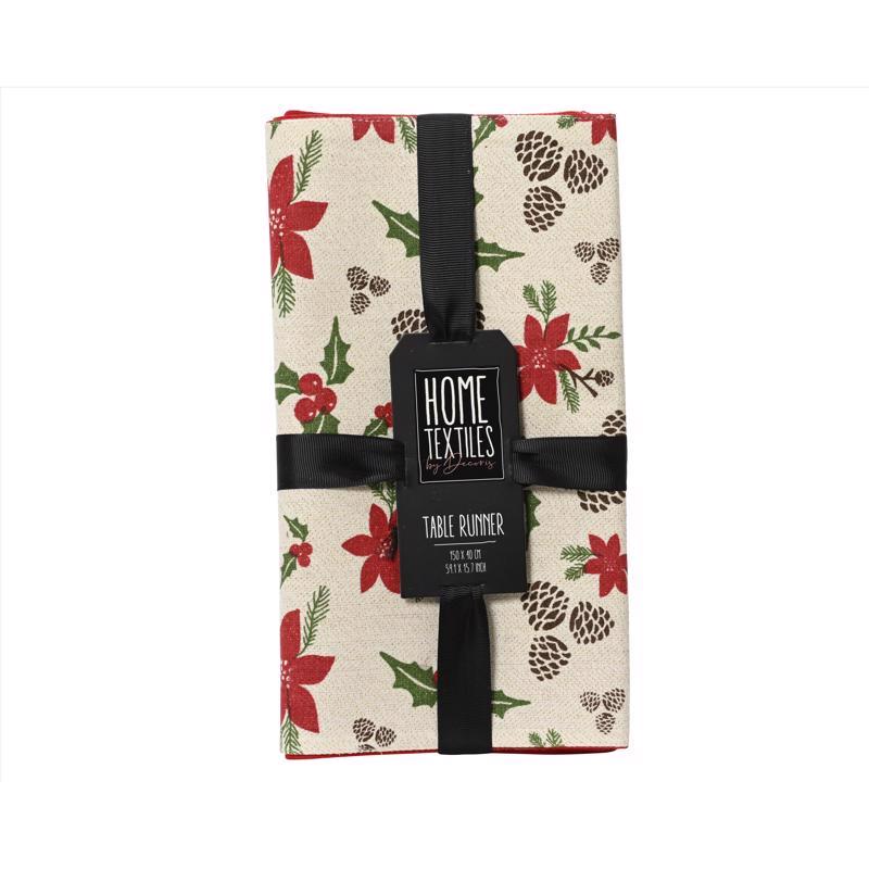 Picture of Decoris 9096624 Home Textiles Multi Color Poinsettia Runner Table Decor