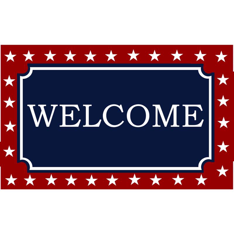 Picture of Rockport Premium 6067616 18 x 28 in. Americana Welcome Coir Door Mat with Star Border&#44; Multi Color