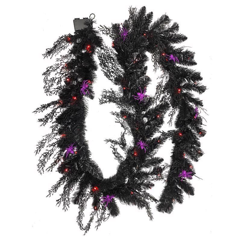 Picture of Celebrations 9096092 10 ft. LED Prelit Spider Garland&#44; Orange - 50 Count - Pack of 4