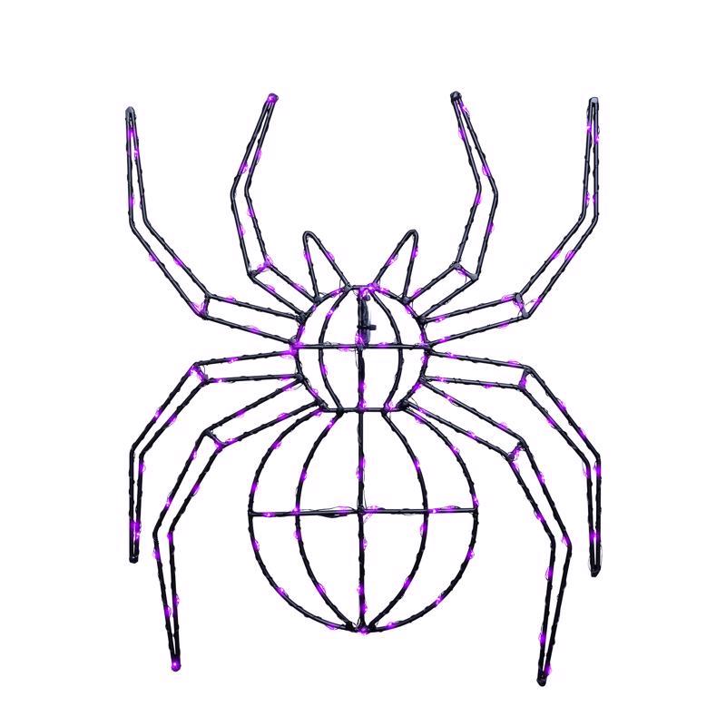 9096580 16 in. LED Prelit Illuminated Spider Halloween Decor, Purple - 150 Count - Pack of 8