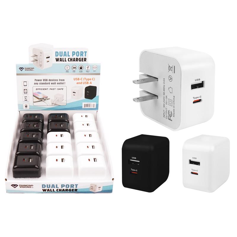 Picture of Diamond Visions 3018723 2 Port USB Wall Charger&#44; Black & White