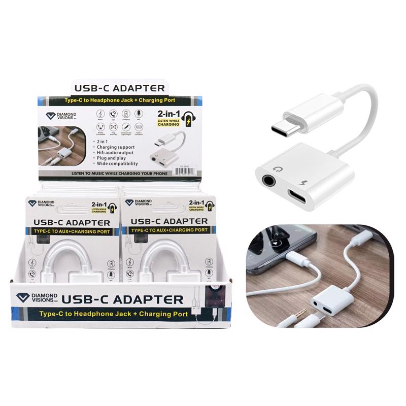 Picture of Diamond Visions 3018740 2 in 1 Adapter for All Smartphones&#44; White