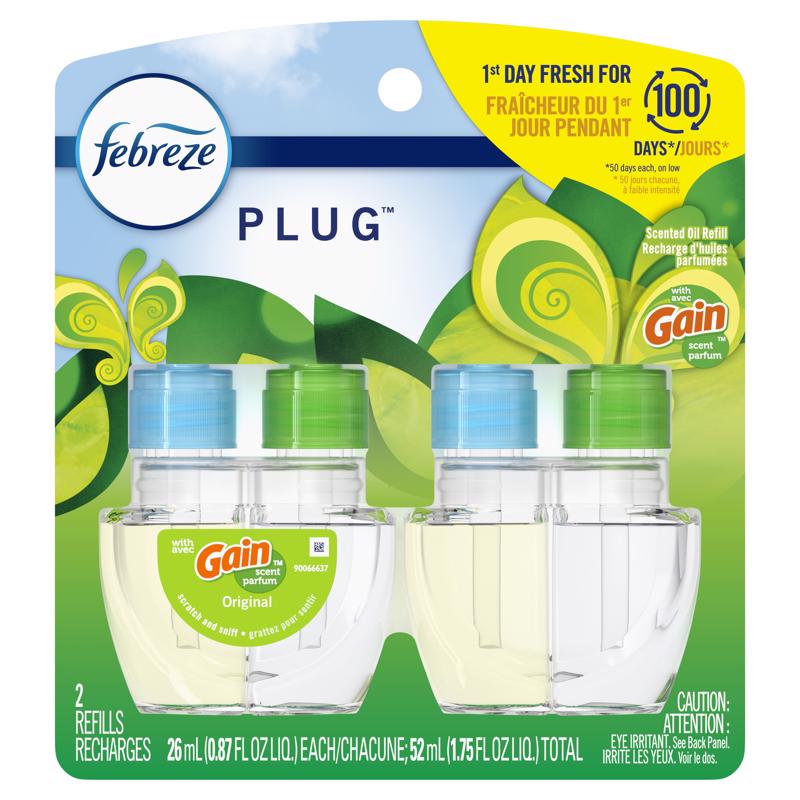 Picture of Febreze 1037124 1.75 oz Plug Gain Original Scent Air Freshener Oil Refill Liquid - Pack of 6