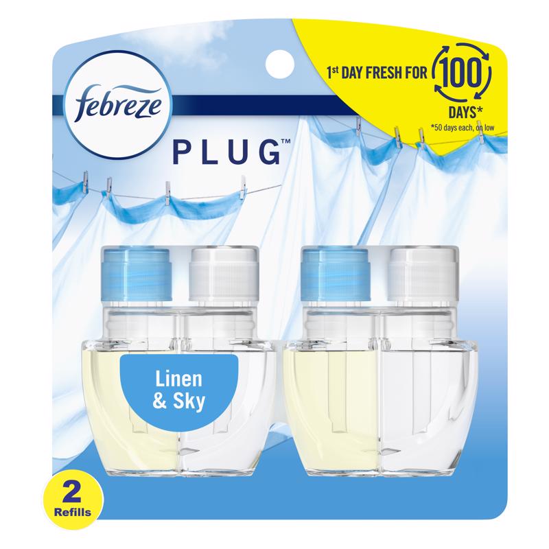 Picture of Febreze 1037123 1.75 oz Plug Linen & Sky Scent Air Freshener Oil Refill Liquid - Pack of 6