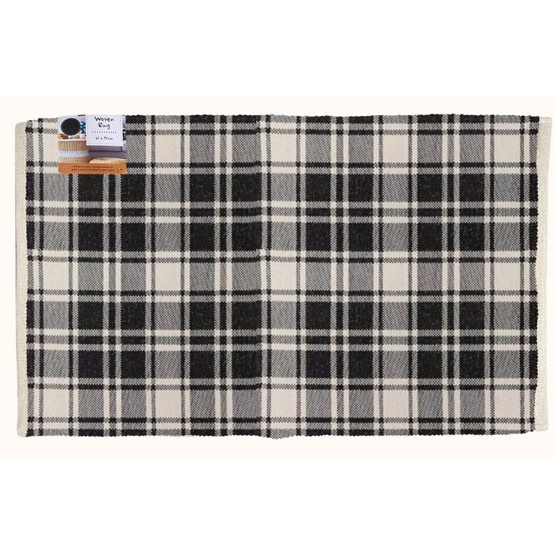 6069372 36 x 24 in. Checkered Polyester Accent Rug, Black & White
