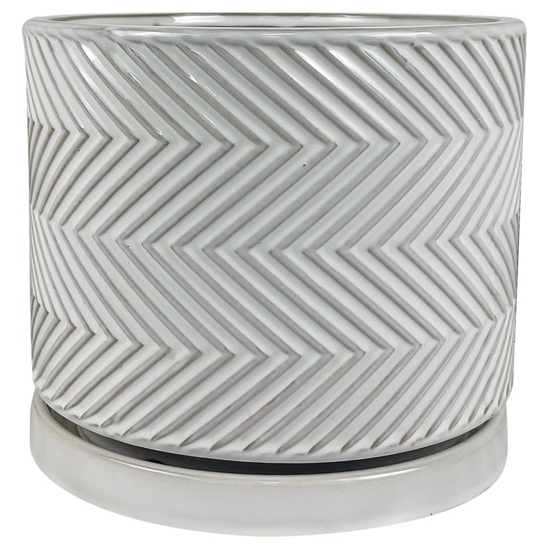 Border Concepts 7037875 8 in. Ceramic Cross Pattern Planter, White