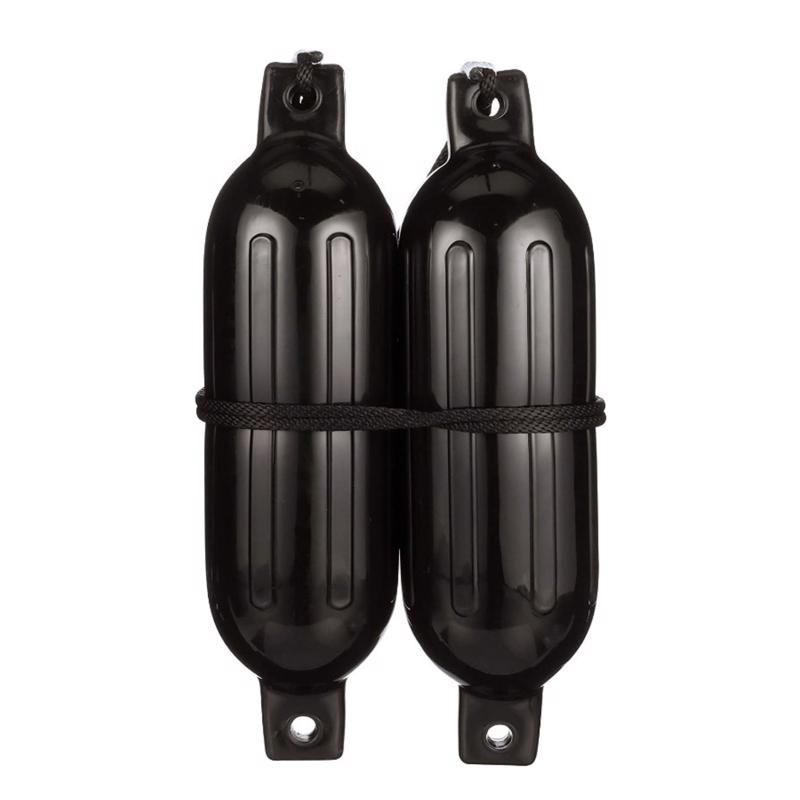 6'' x 23'' Black Twin Eye Boat Fender Kit, 2PK
