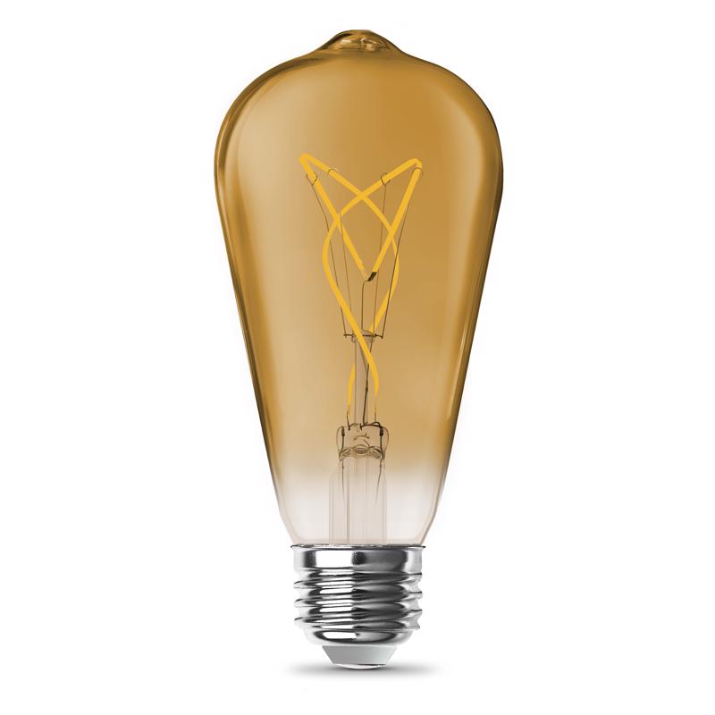Picture of Feit Electric 3019251 60W ST19 E26 Medium Filament LED Bulb - Amber Equivalence - Pack of 2