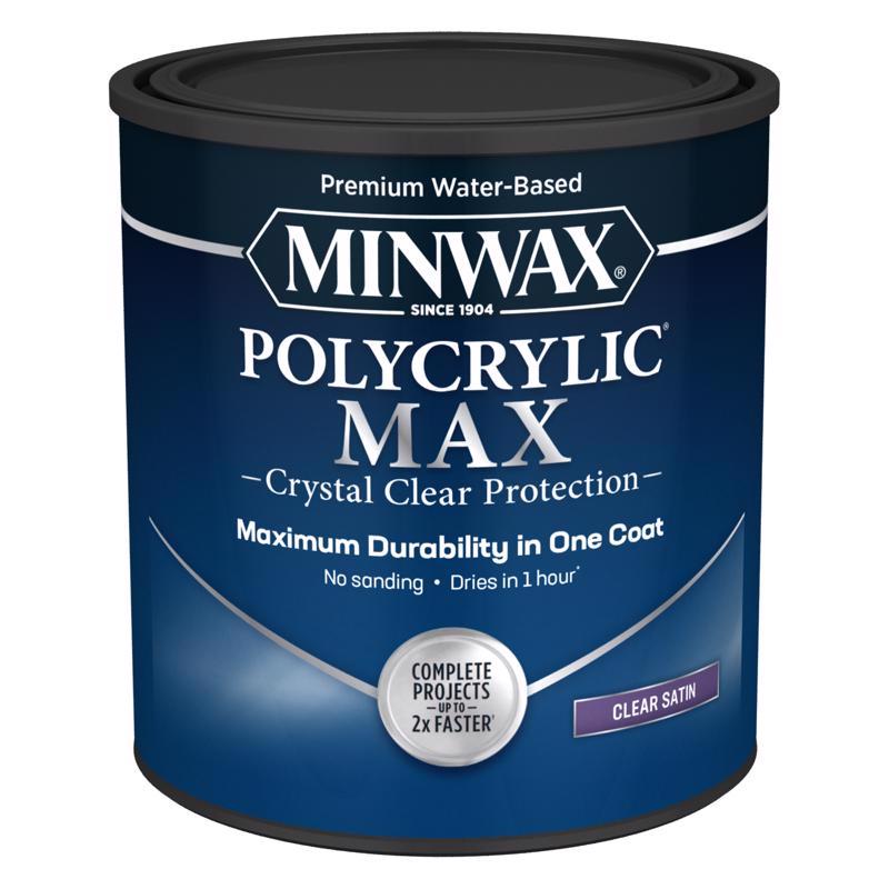 Picture of Minwax 1036726 1 qt. Polyacrylic Max Satin Crystal Clear Water-Based Acrylic Wood Finish Lacquer - Pack of 4