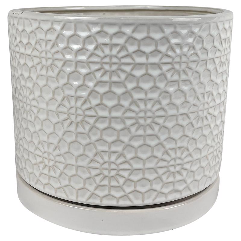Border Concepts 7037873 12 in. Ceramic Amelia Planter, White