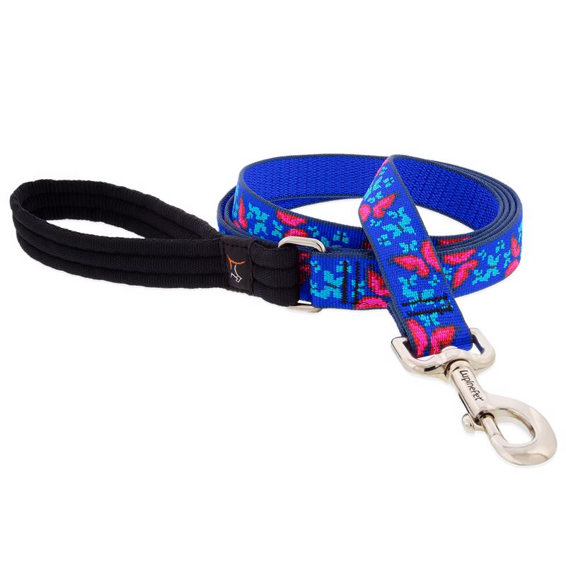 Picture of Lupine Pet 8114310 Social Butterfly Nylon Dog Leash - One Size - Blue & Pink