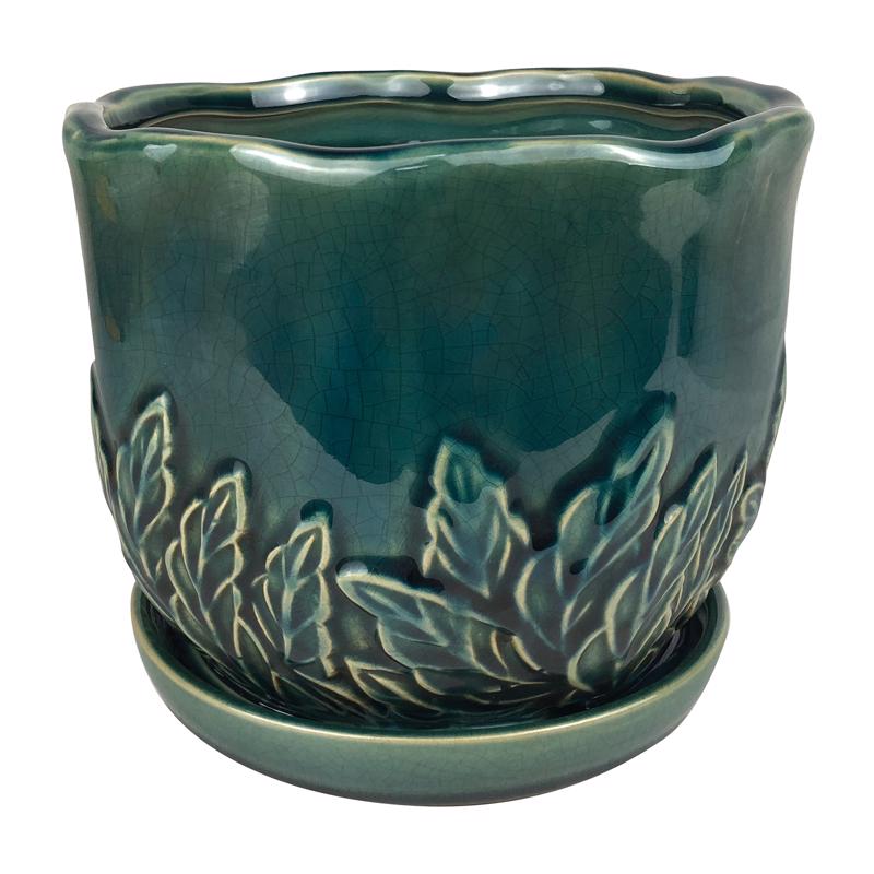 Border Concepts 7037655 6.25 x 7.25 in. Ceramic Sofia Planter, Turquoise - Pack of 4