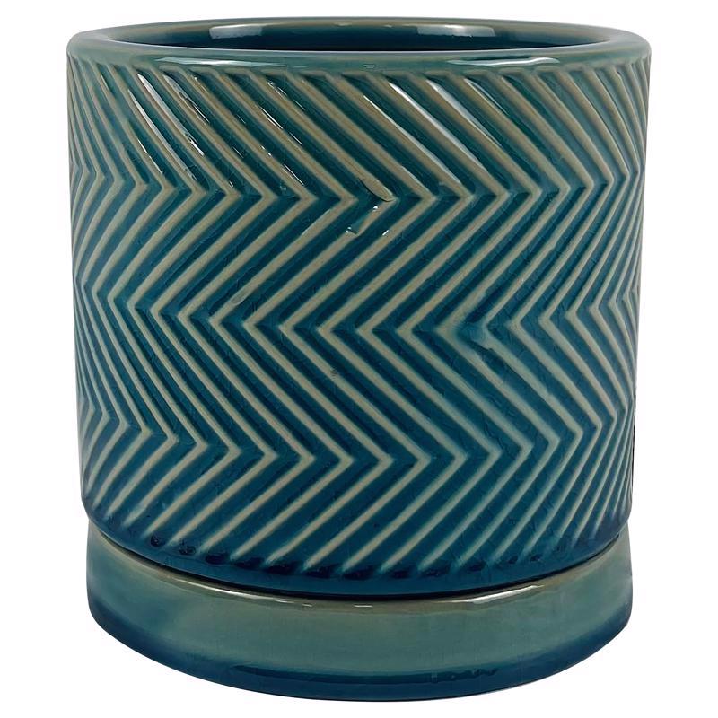 Border Concepts 7037876 6 in. Ceramic Cross Pattern Planter, Blue - Pack of 6