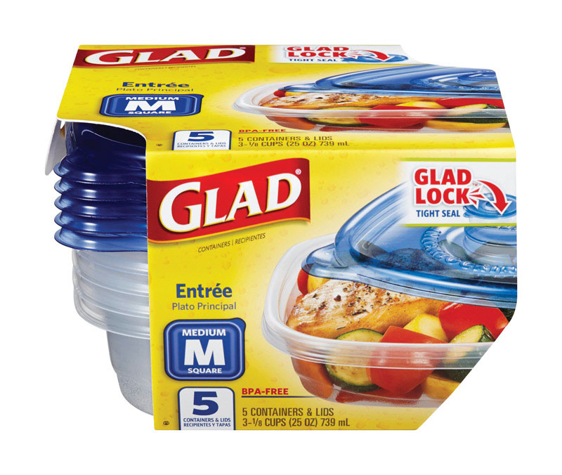 Picture of Glad 6337117 25 oz Clear Food Storage Container - Pack of 5