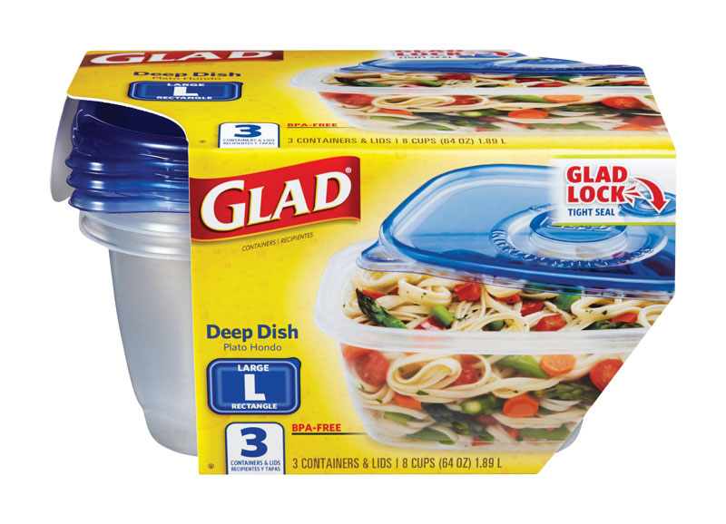 Picture of Glad 6337083 64 oz Food Storage Container Set, Clear - Pack of 3
