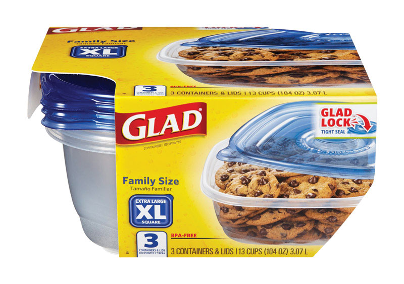Picture of Glad 6337125 104 oz Food Storage Container, Clear - Pack of 3