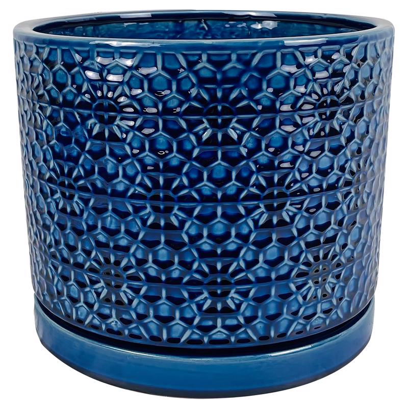 Ceramic Amelia Planter - Blue - 7.25 x 6.25 x 12 in. - Indoor Use