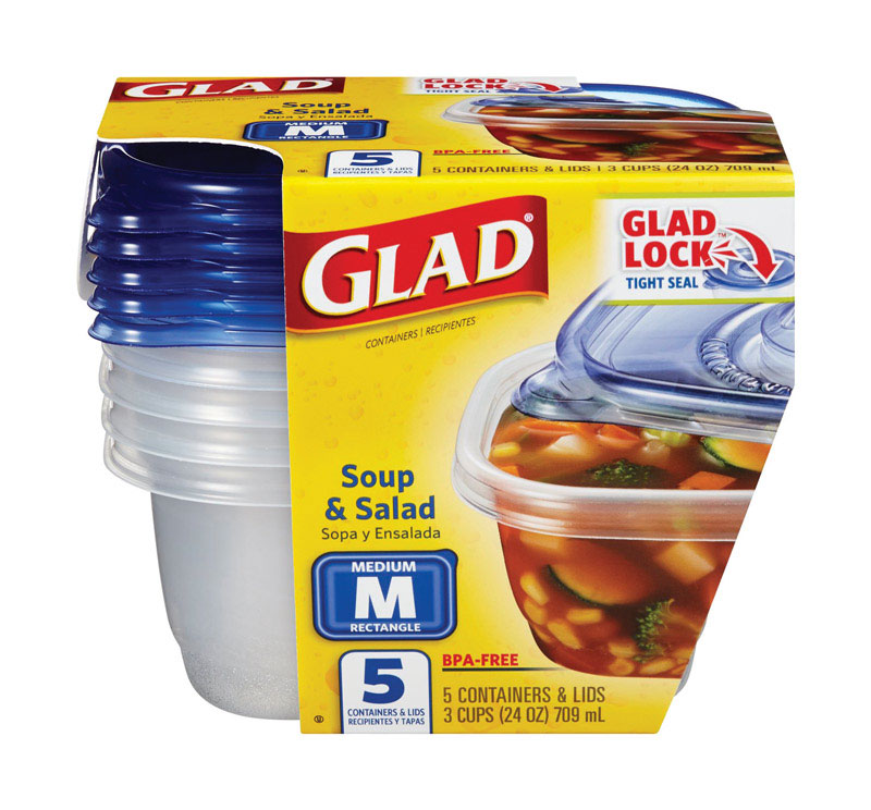 Picture of Glad 6337133 24 oz Clear Food Storage Container - Pack of 5