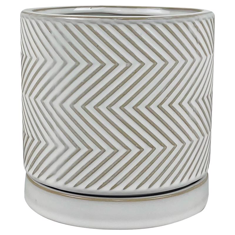 Border Concepts 7037874 6 in. Ceramic Cross Pattern Planter, White - Pack of 6
