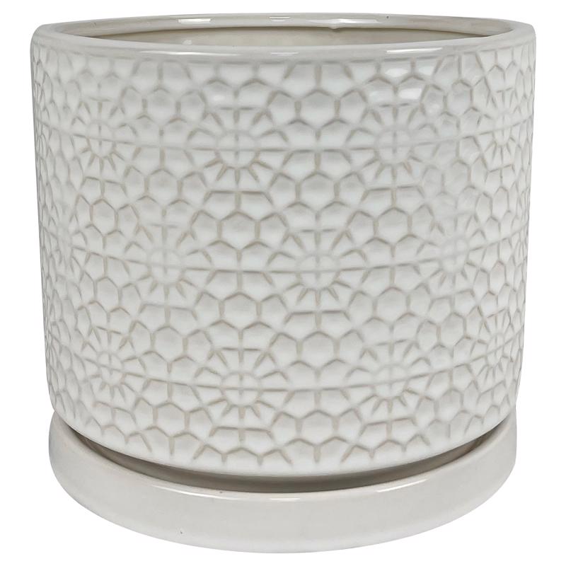 Border Concepts 7037872 10 in. Ceramic Amelia Planter, White