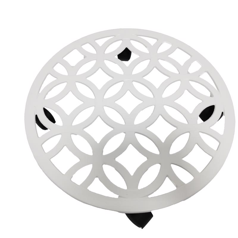 Living Accents 3 in. H Cream Cast Iron Wheeled Plant Stand