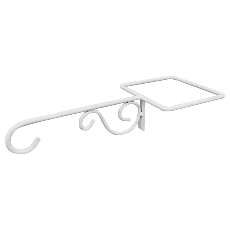 Steel Scroll Fence Post Plant Hanger - White - Set of 2 - Durable Design