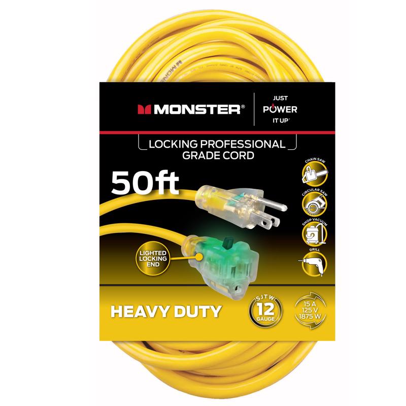 Picture of Monster 3018450 50 ft. Just Power It Up Outdoor Extension Cord&#44; Yellow - 12-3 SJTW