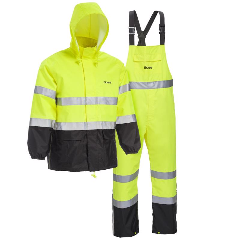 Large 2-Piece ANSI Class 3 Hi-Visibility Rain Suit