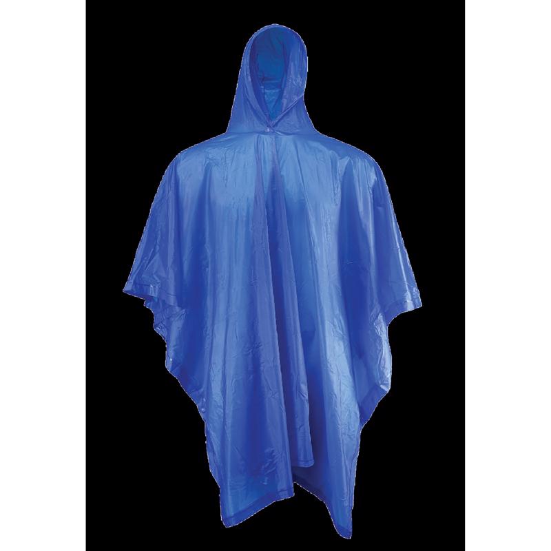 8113002 PVC Rain Poncho, Blue - One Size