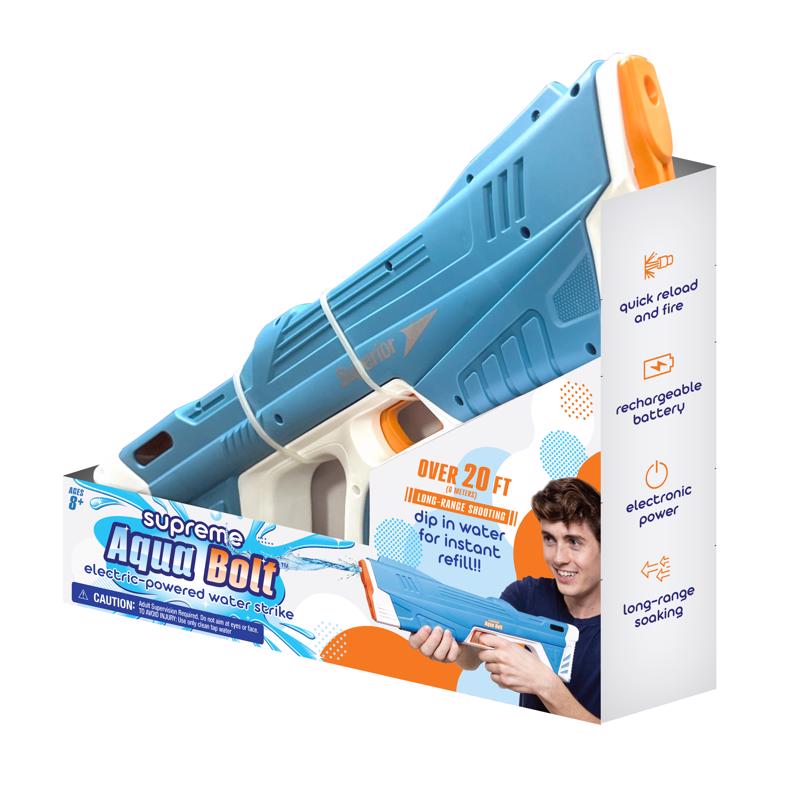 6086079 20 ft. Plastic Aqua Bolt Electric Water Blaster - Rechargeable Battery, Blue & Orange