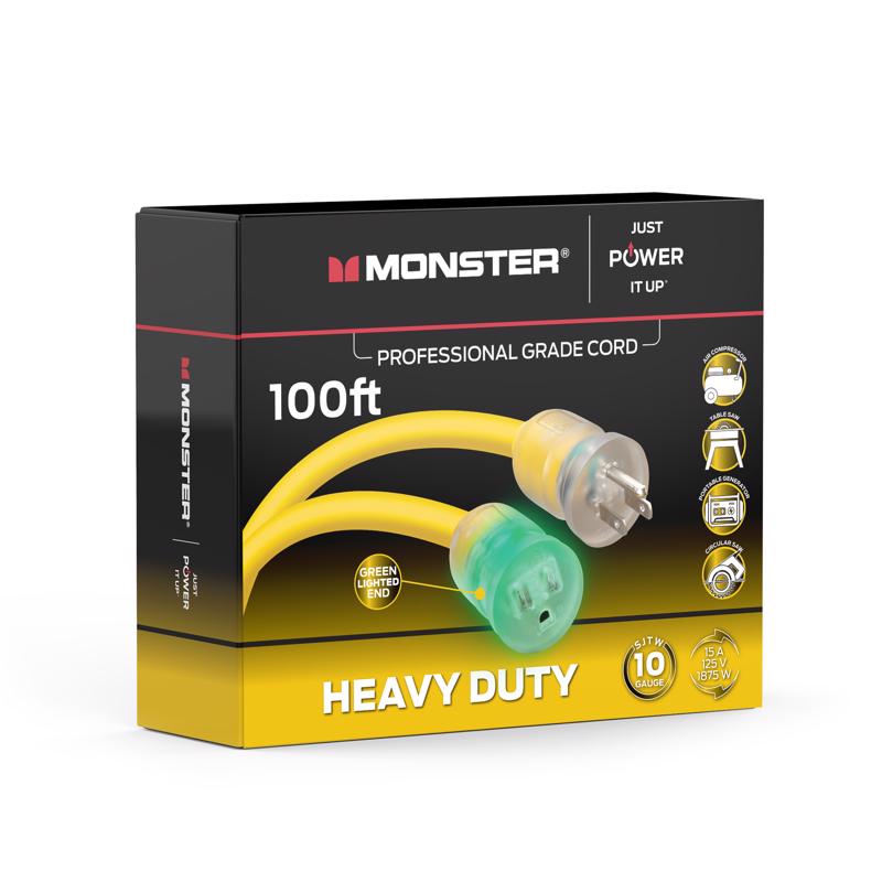 Picture of Monster 3018453 100 ft. Just Power It Up Outdoor Extension Cord&#44; Yellow - 10-3 SJTW - Pack of 2