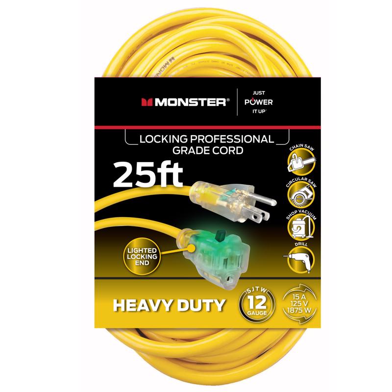 Picture of Monster 3018447 25 ft. Just Power It Up Outdoor Extension Cord&#44; Yellow - 12-3 SJTW