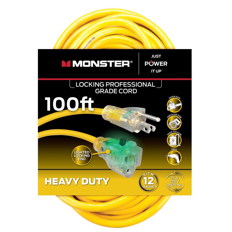 Picture of Monster 3018451 100 ft. Just Power It Up Outdoor Extension Cord&#44; Yellow - 12-3 SJTW