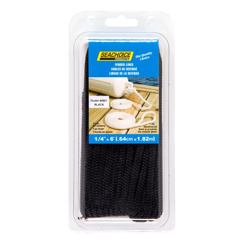 Picture of Seachoice 8116786 Nylon Fender Lines&#44; Black
